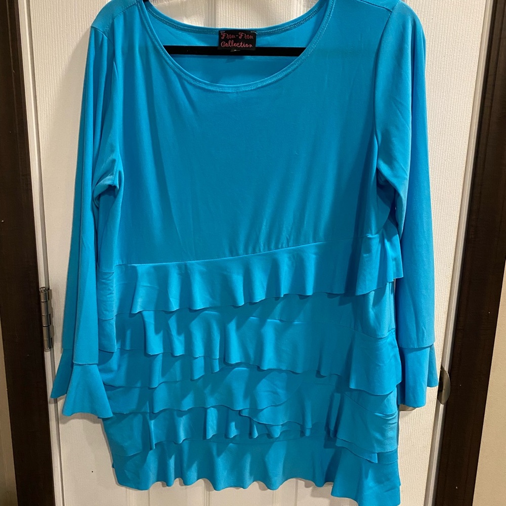 Women's Vibrant Blue Ruffle Blouse